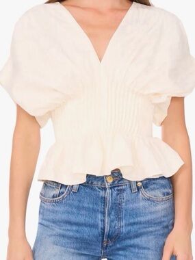 Parker Cream Puff Sleeve Peplum Blouse